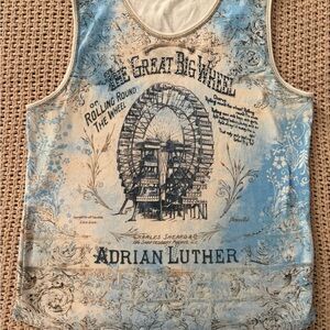 Jamee J 'The Great Big Wheel' Graphic Tank Top - Blue Cream